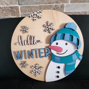 Décoration de porte Hello Winter