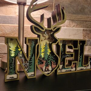 🦌 Noël Enchanté – Décor lumineux en bois multicouche 🎄